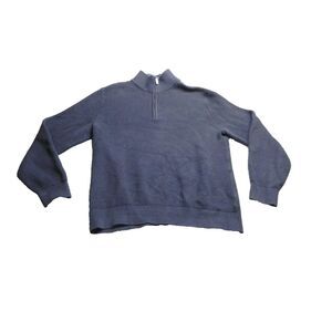 GAP Sweater‎ Adult Large Navy Blue 1/4 Zip Mock Neck Outerwear Pullover Mens